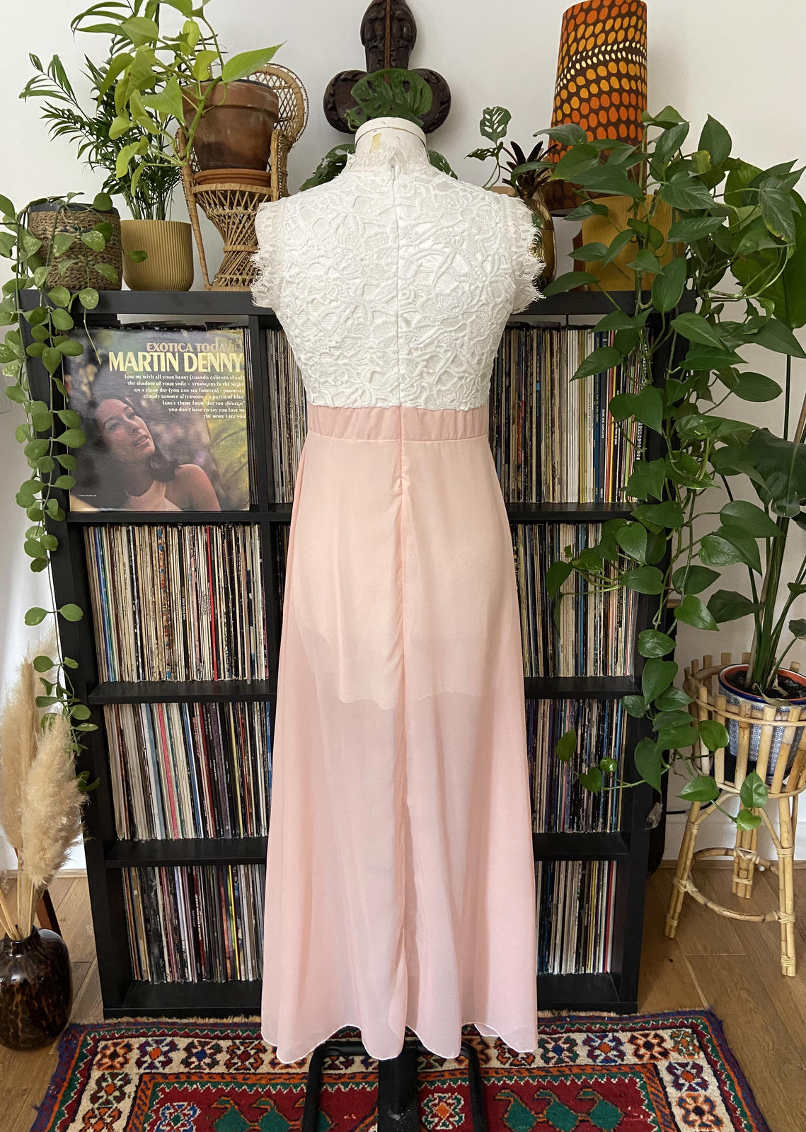 Pale Pink Lace Detail Maxi Dress