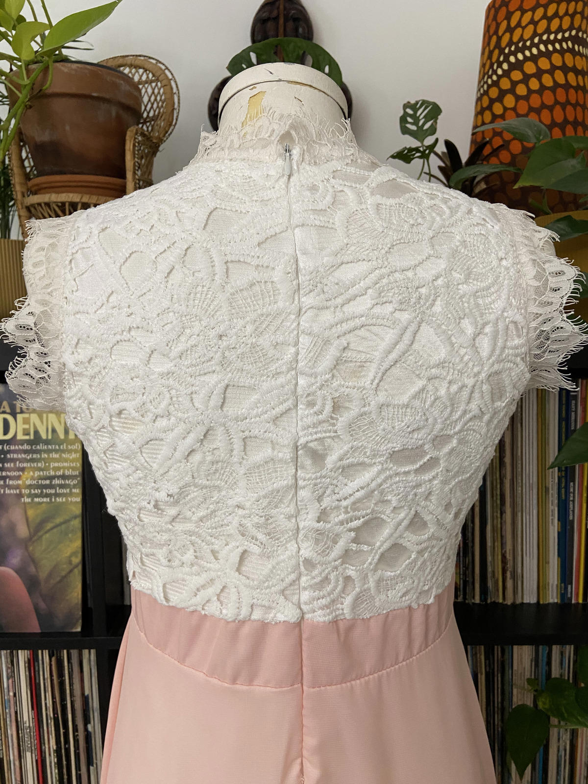 Pale Pink Lace Detail Maxi Dress