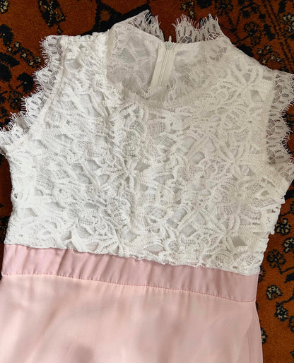 Pale Pink Lace Detail Maxi Dress