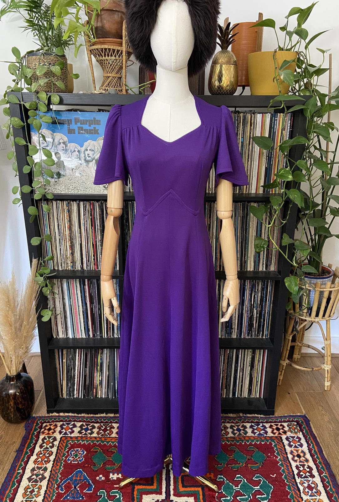 Vintage 1970s Purple Panel Maxi Dress