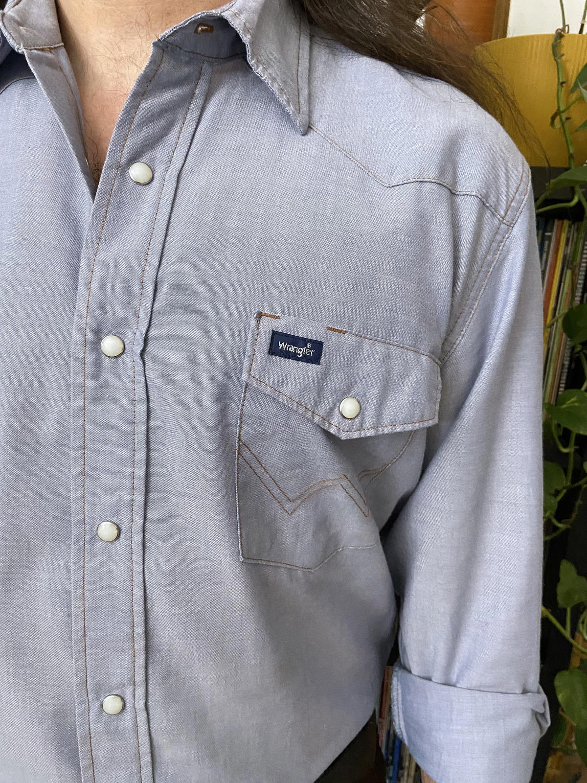 Vintage 90s Pale Blue Wrangler Western