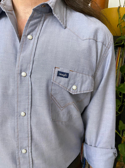 Vintage 90s Pale Blue Wrangler Western