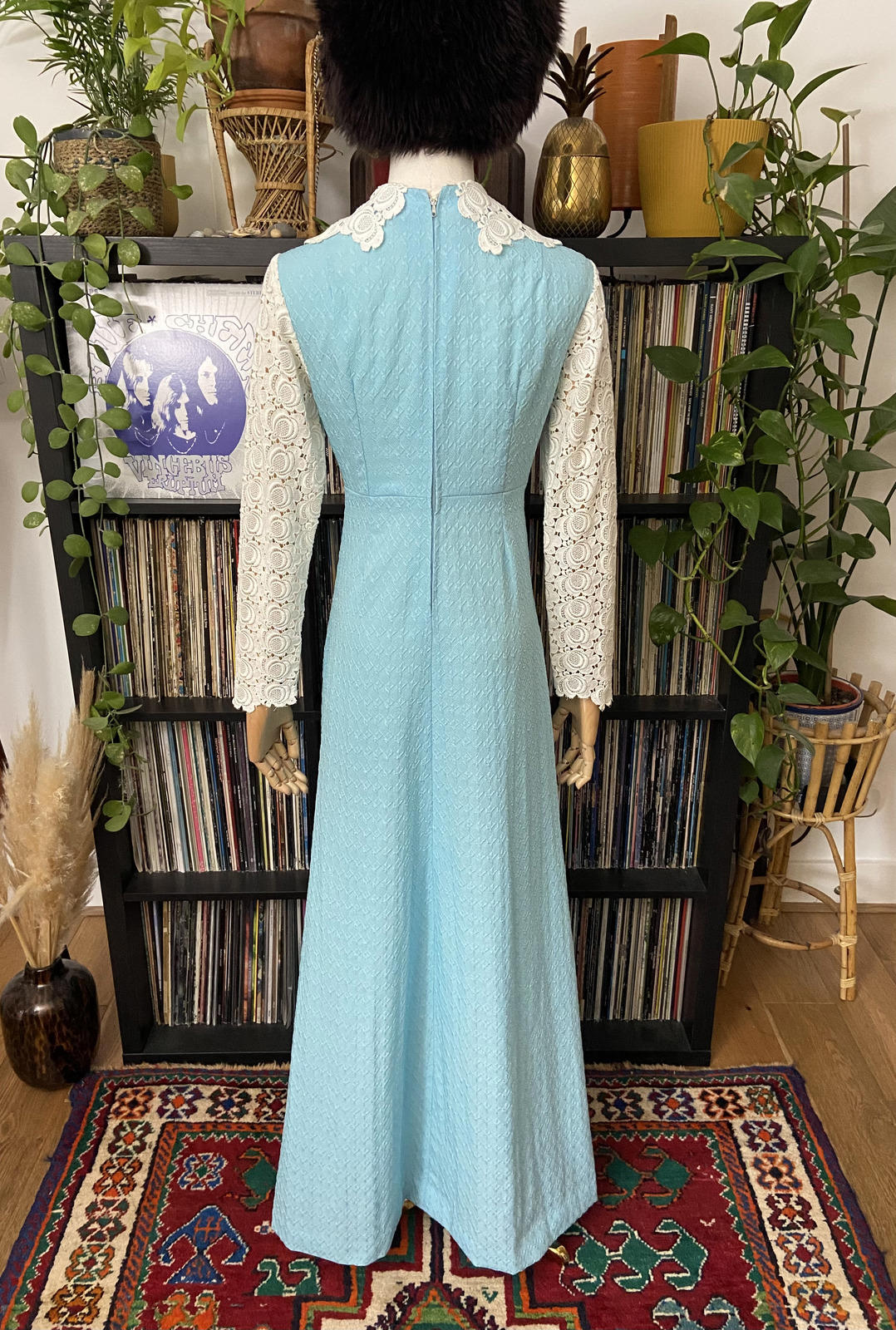 Vintage 1970s Lace Detail Prairie Dress