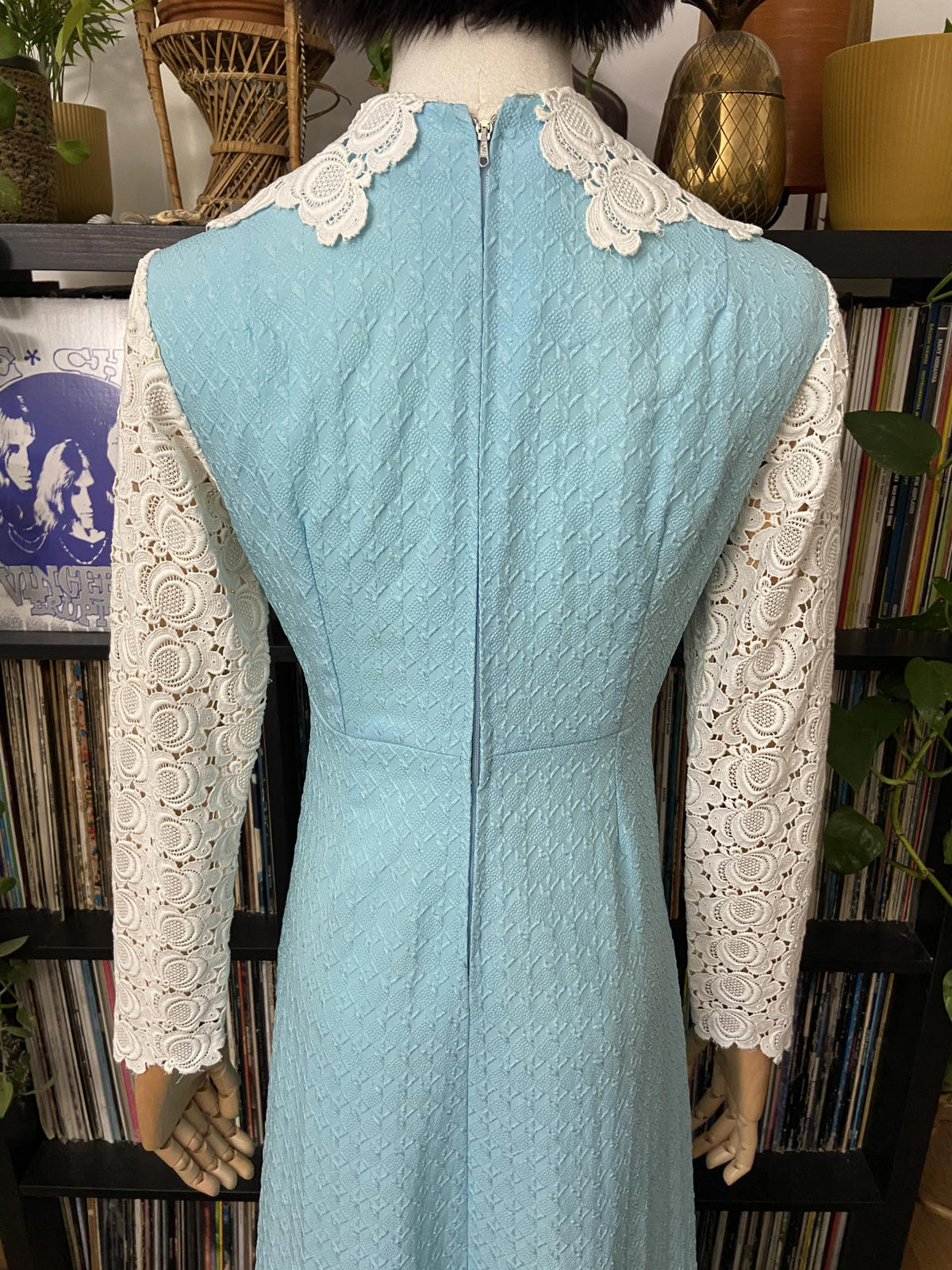 Vintage 1970s Lace Detail Prairie Dress