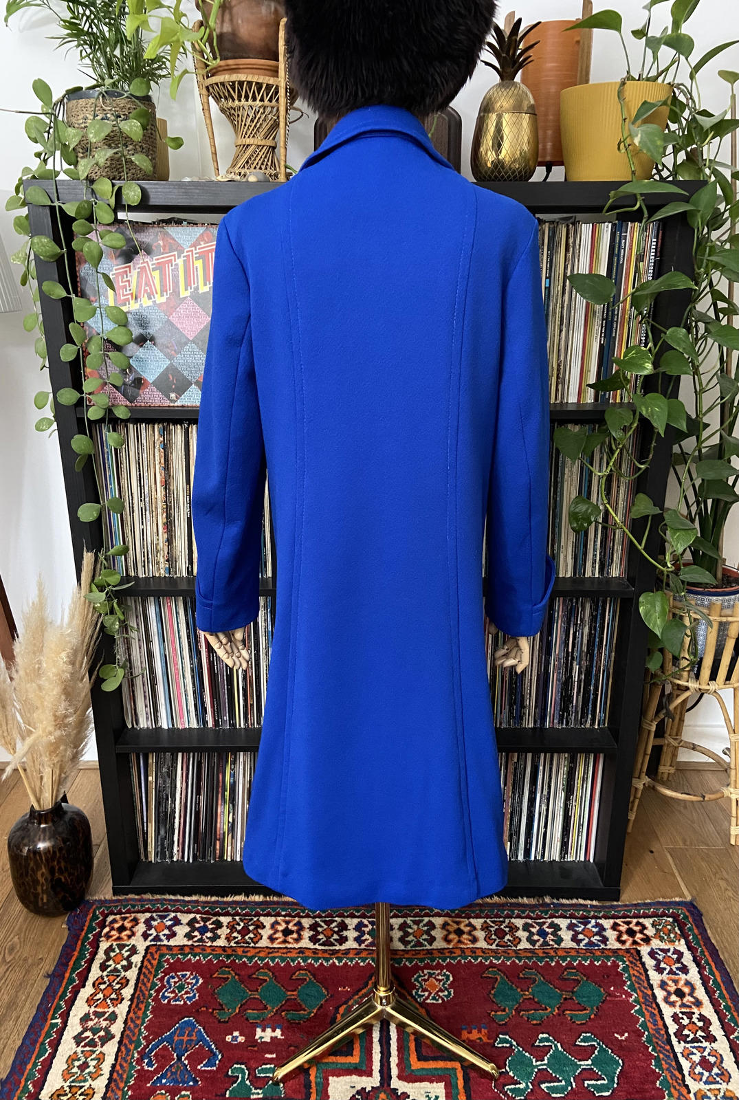 Vintage 1970s Royal Blue Dagger Collar Coat
