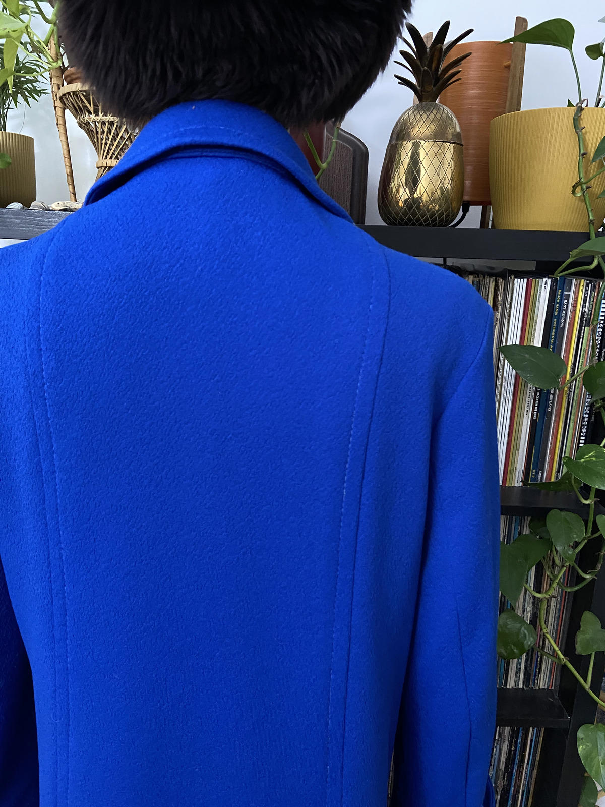 Vintage 1970s Royal Blue Dagger Collar Coat