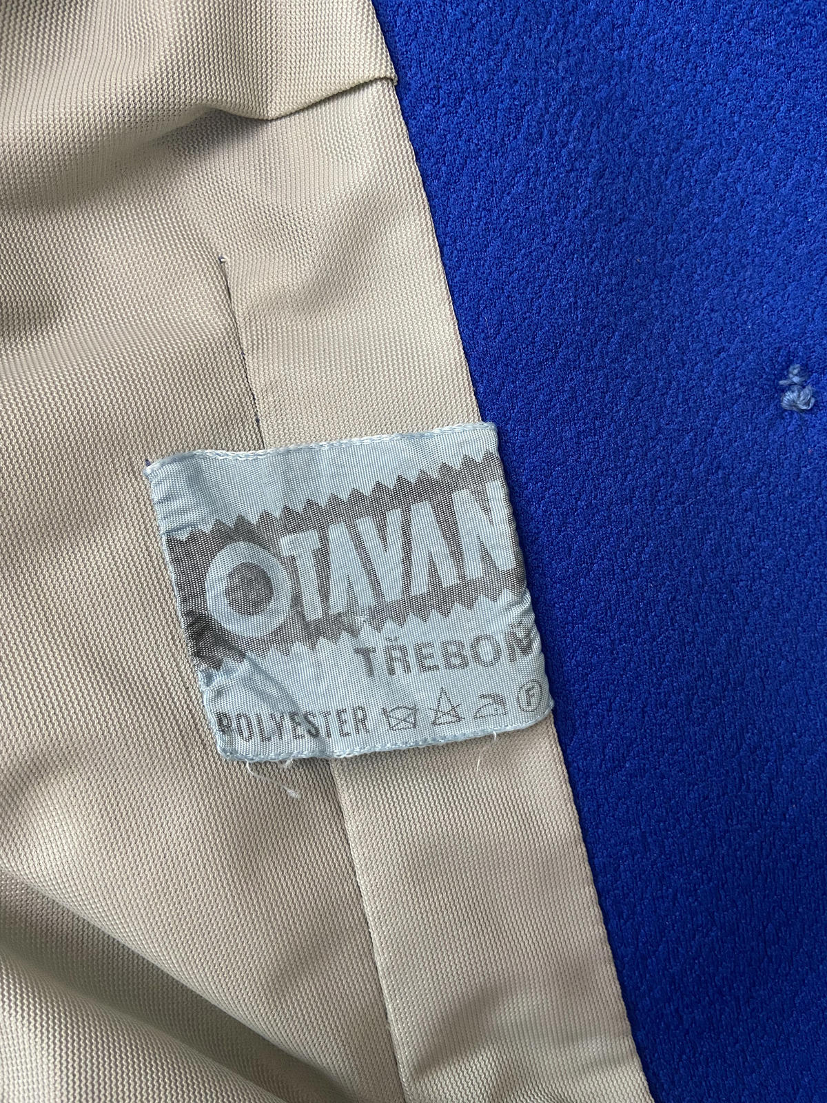 Vintage 1970s Royal Blue Dagger Collar Coat