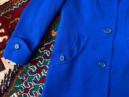 Vintage 1970s Royal Blue Dagger Collar Coat