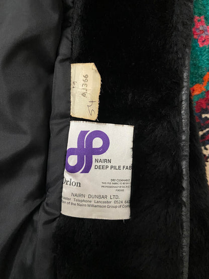Vintage 1970s Black Faux Fur Coat