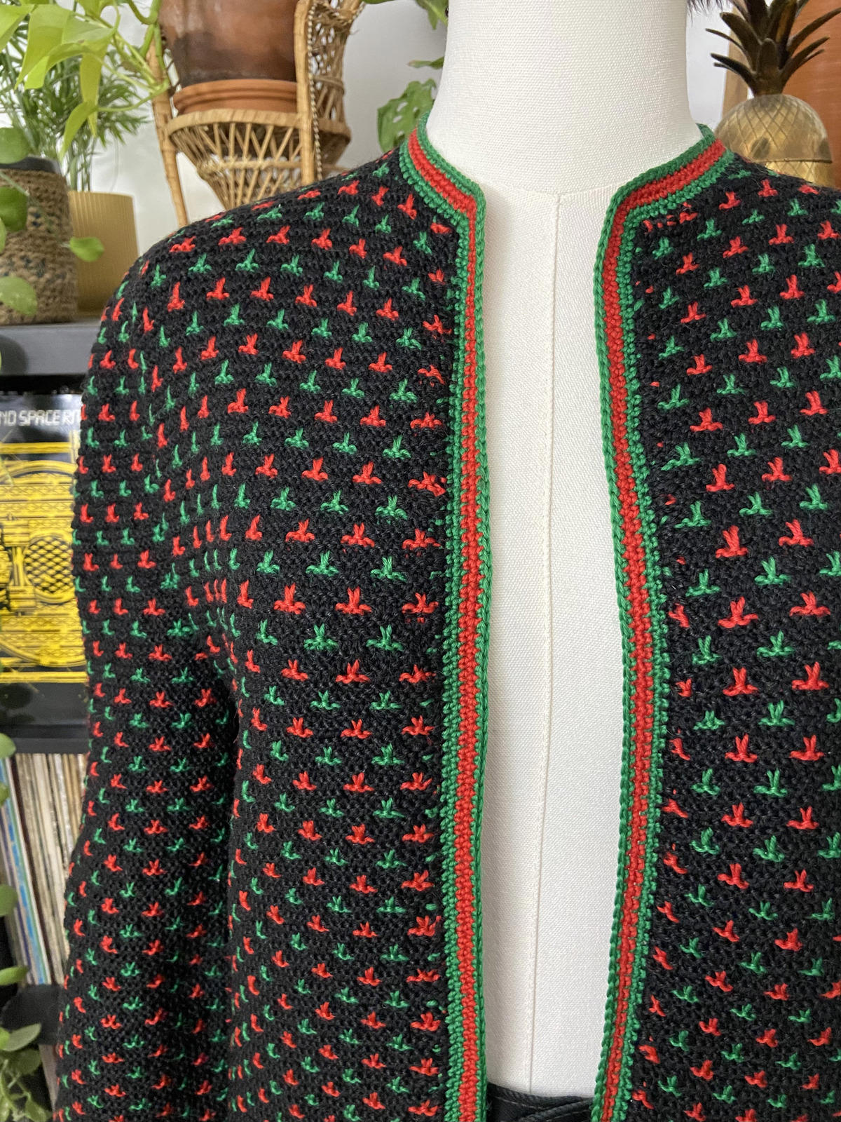 Vintage 1980s Black Tyrolean Cardigan