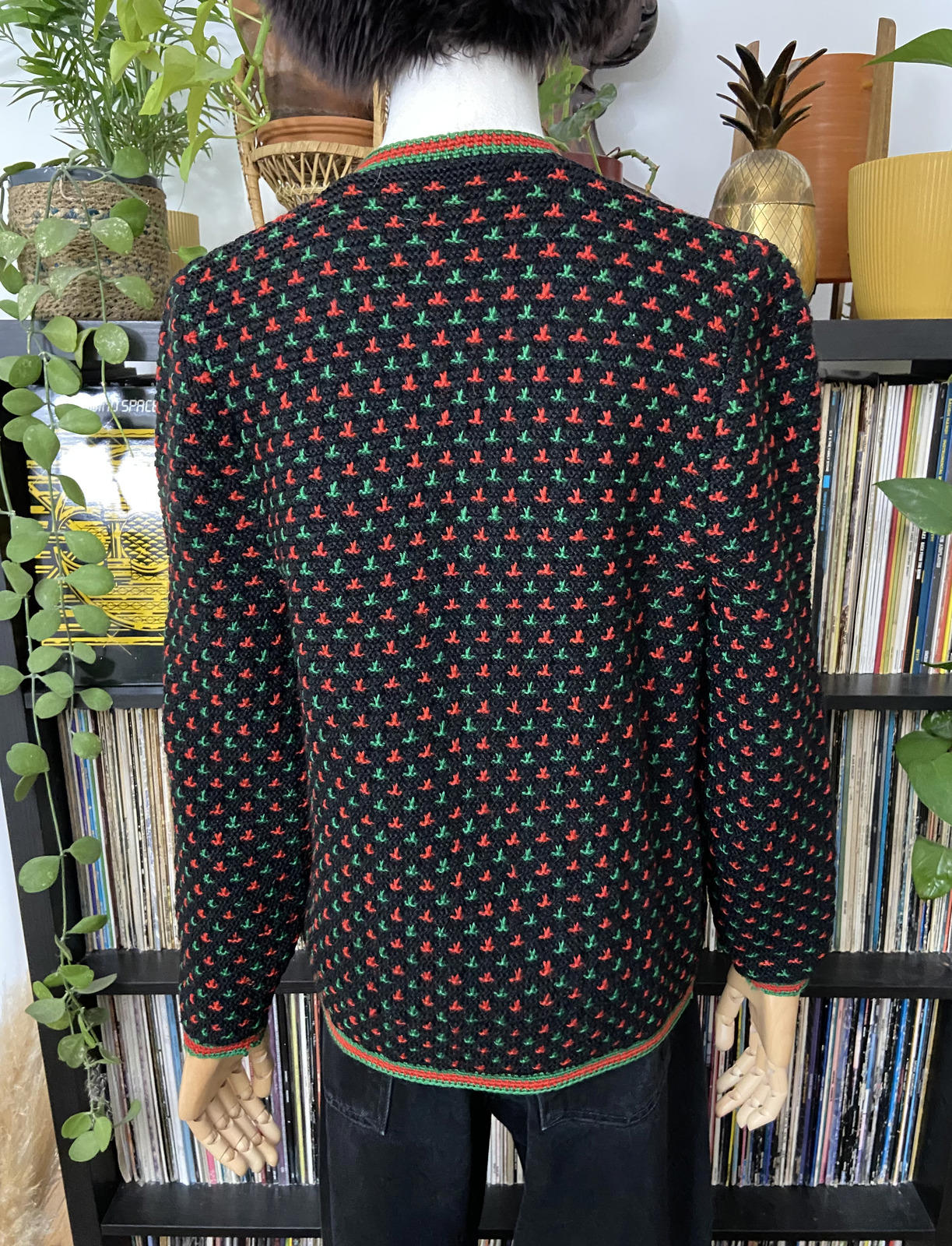 Vintage 1980s Black Tyrolean Cardigan