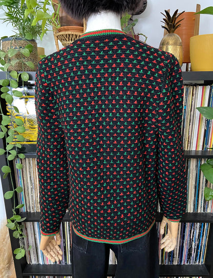 Vintage 1980s Black Tyrolean Cardigan