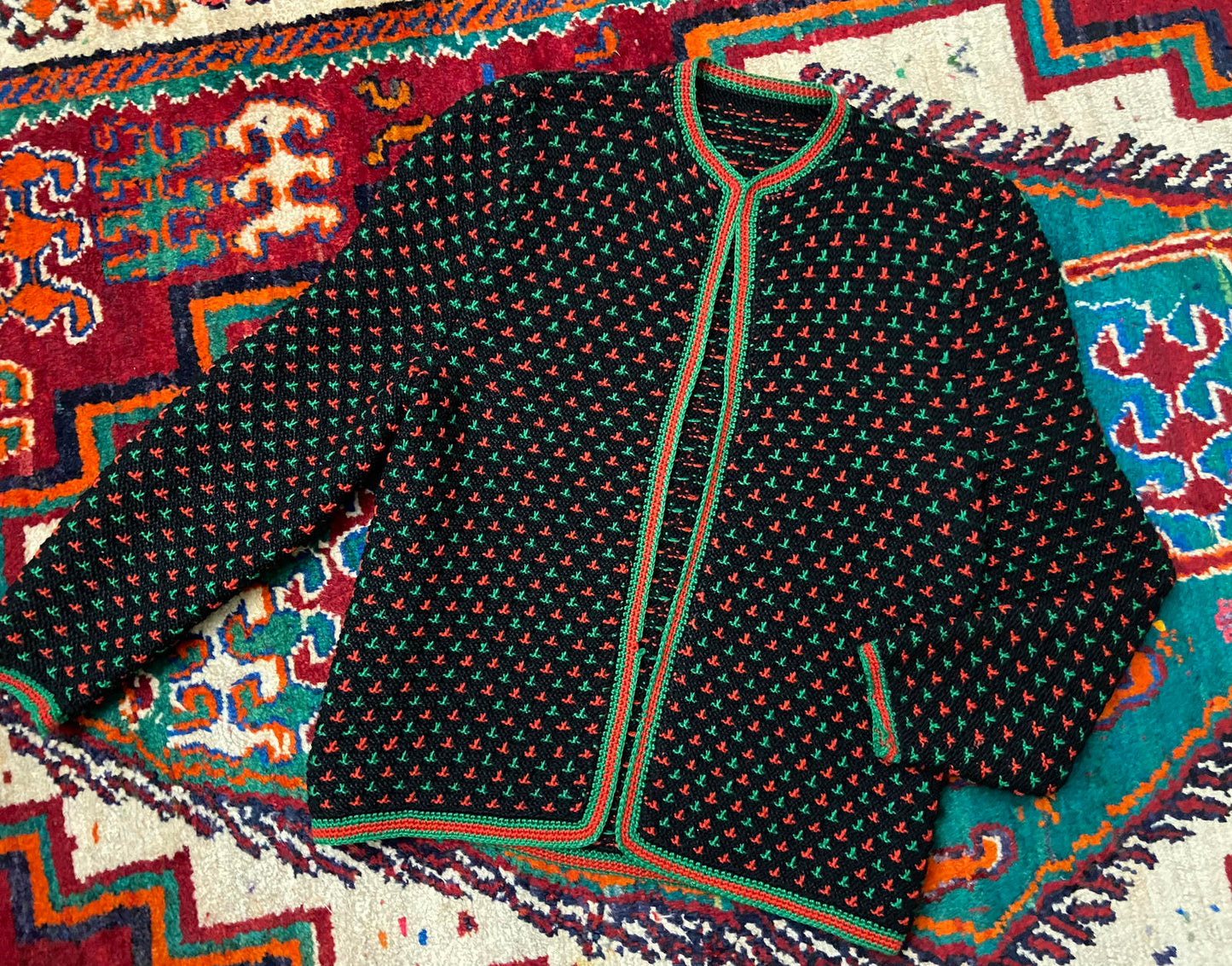 Vintage 1980s Black Tyrolean Cardigan