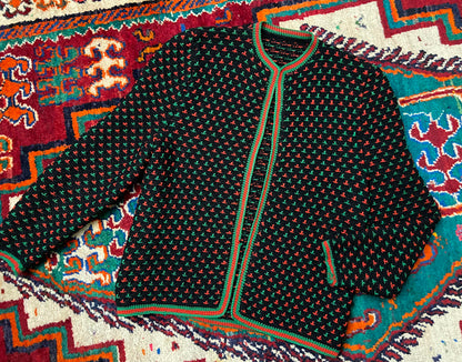Vintage 1980s Black Tyrolean Cardigan