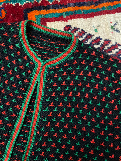 Vintage 1980s Black Tyrolean Cardigan