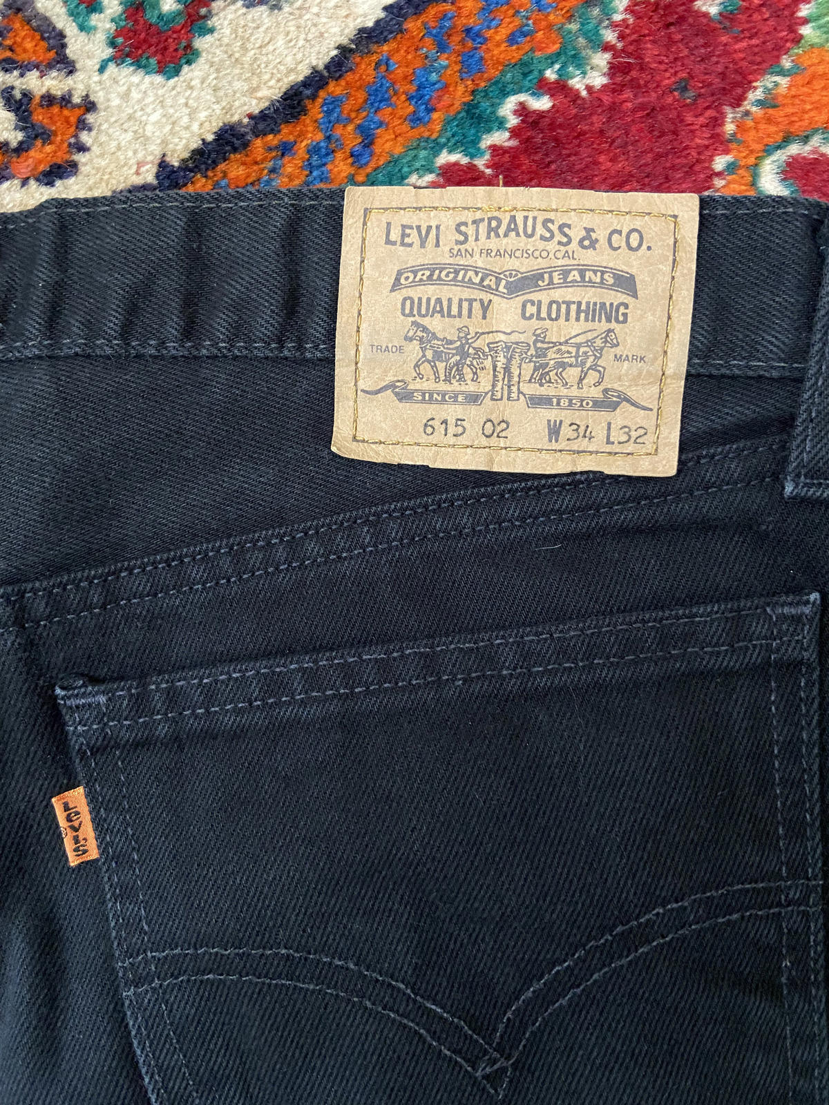 Vintage Levi's Black 615 Orange Tab Jeans W35