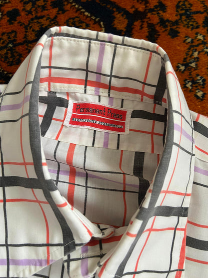 Vintage 1970s White & Red Dagger Collar Shirt