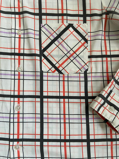Vintage 1970s White & Red Dagger Collar Shirt