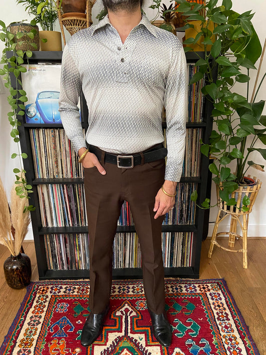 Vintage 1970s Japanese Zig-Zag Jersey Top