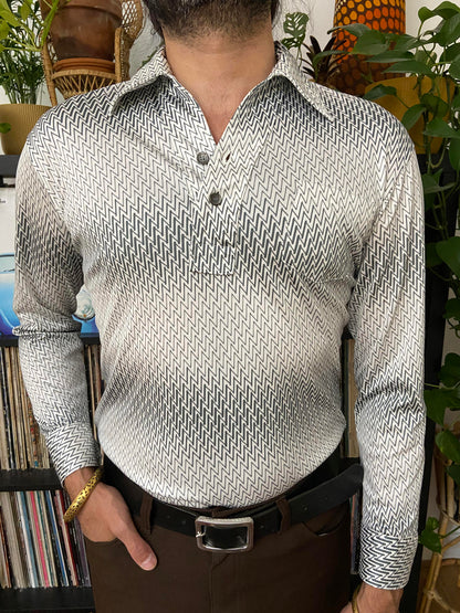 Vintage 1970s Japanese Zig-Zag Jersey Top