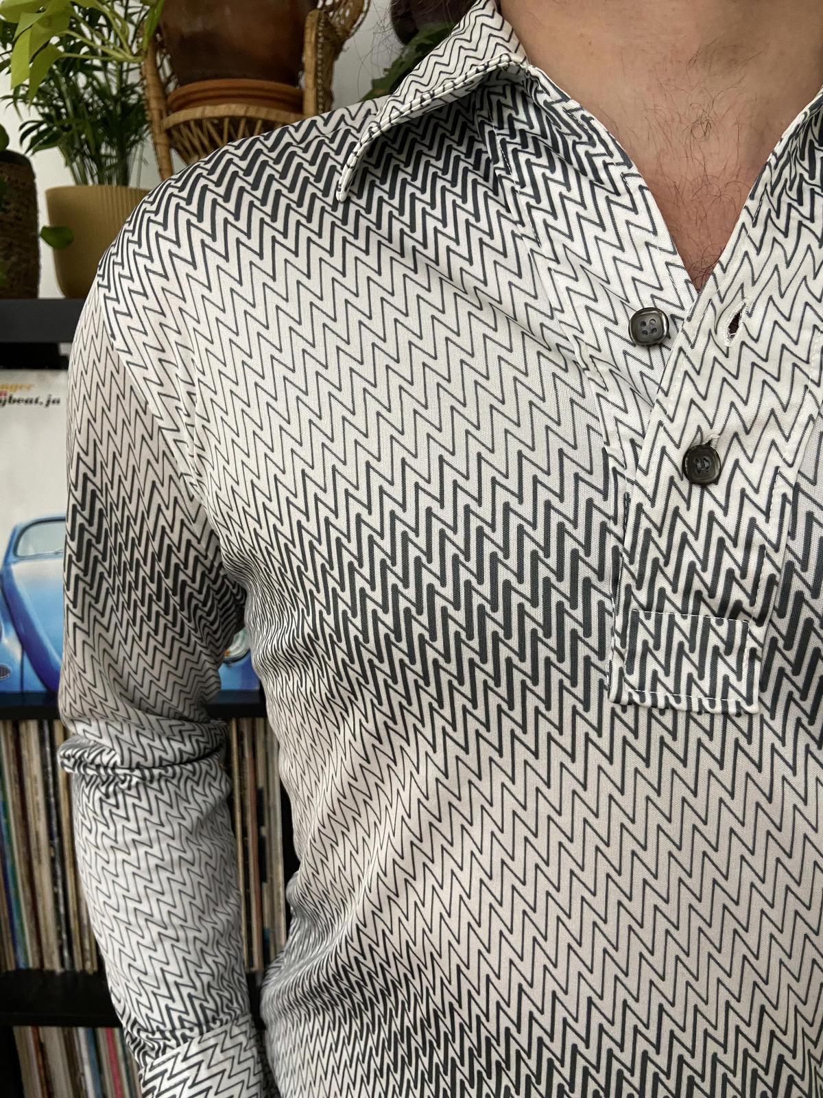 Vintage 1970s Japanese Zig-Zag Jersey Top