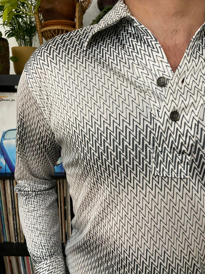 Vintage 1970s Japanese Zig-Zag Jersey Top
