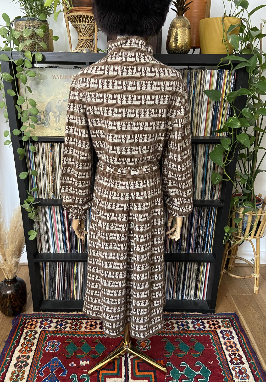 Vintage 1970s Brown Wool Belted Dress