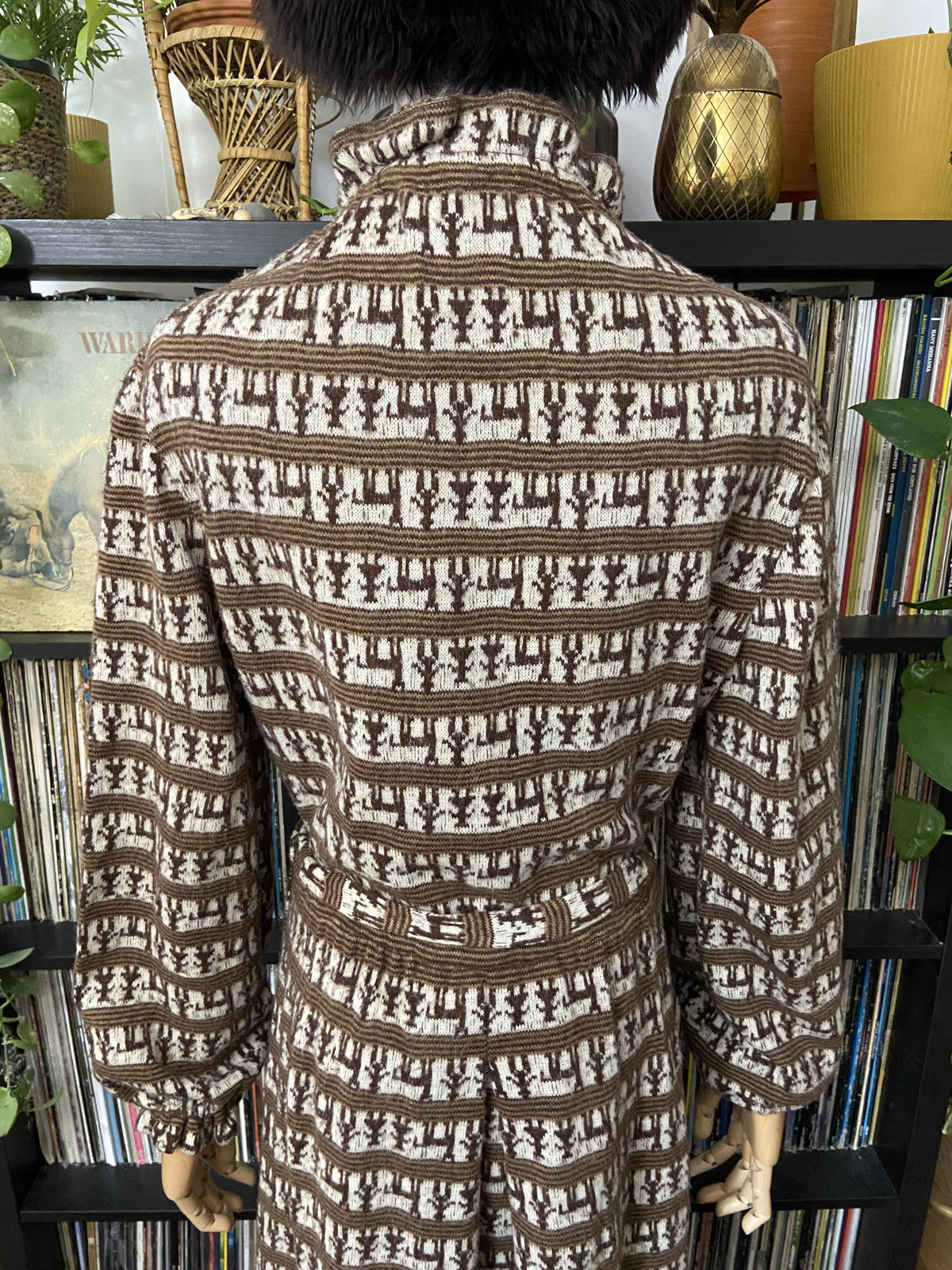 Vintage 1970s Brown Wool Belted Dress