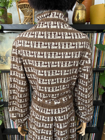 Vintage 1970s Brown Wool Belted Dress