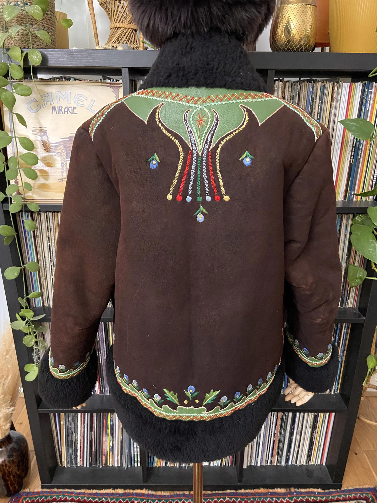Vintage 1970s Brown Embroidered Afghan Coat