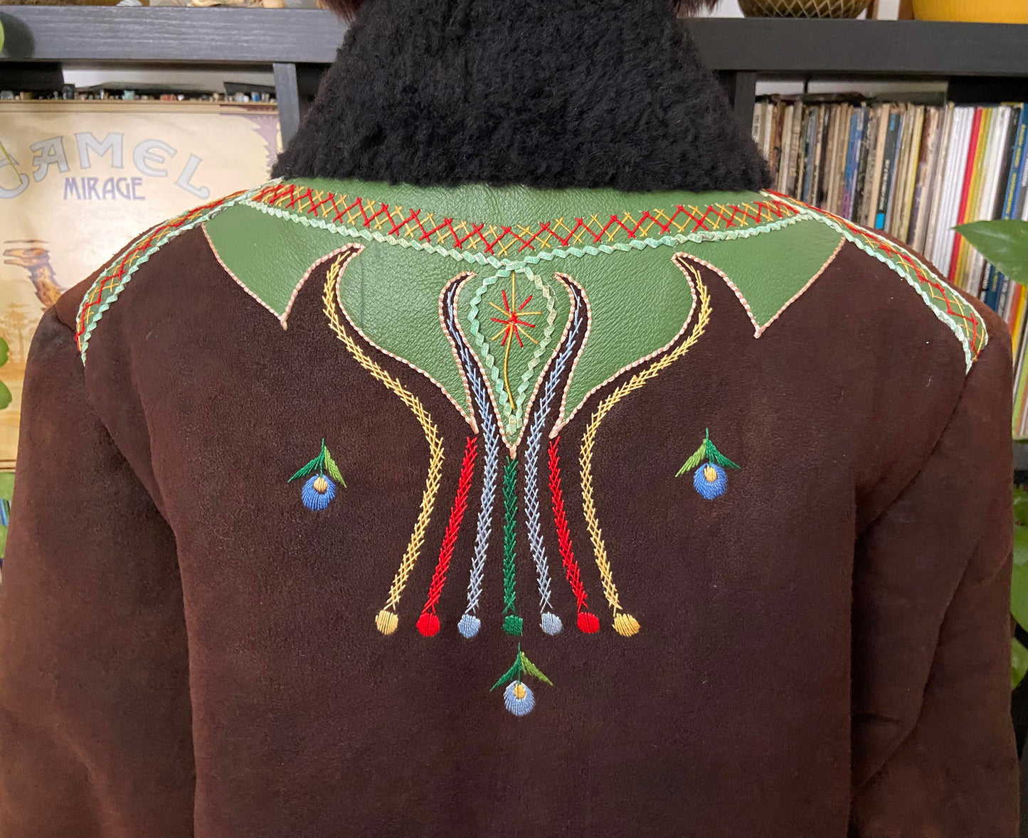 Vintage 1970s Brown Embroidered Afghan Coat