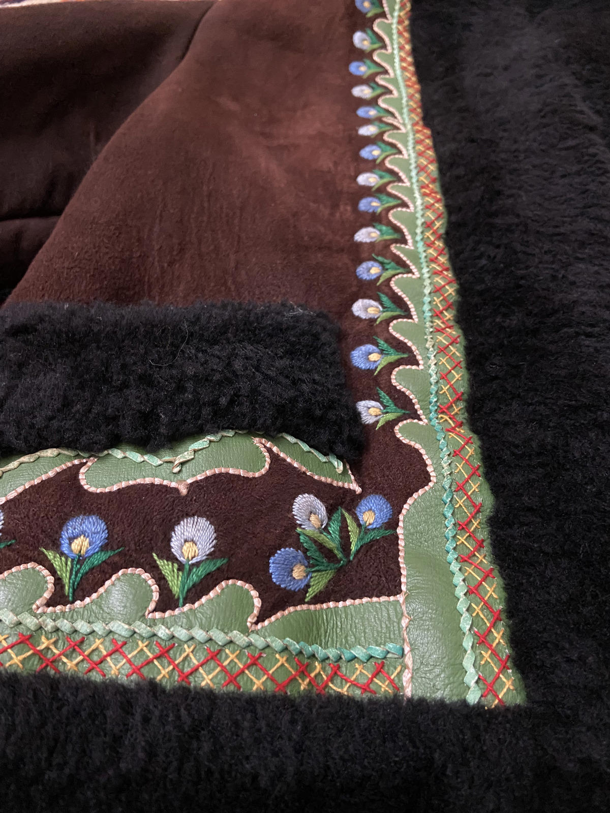 Vintage 1970s Brown Embroidered Afghan Coat