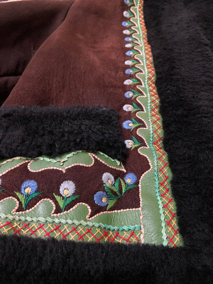 Vintage 1970s Brown Embroidered Afghan Coat