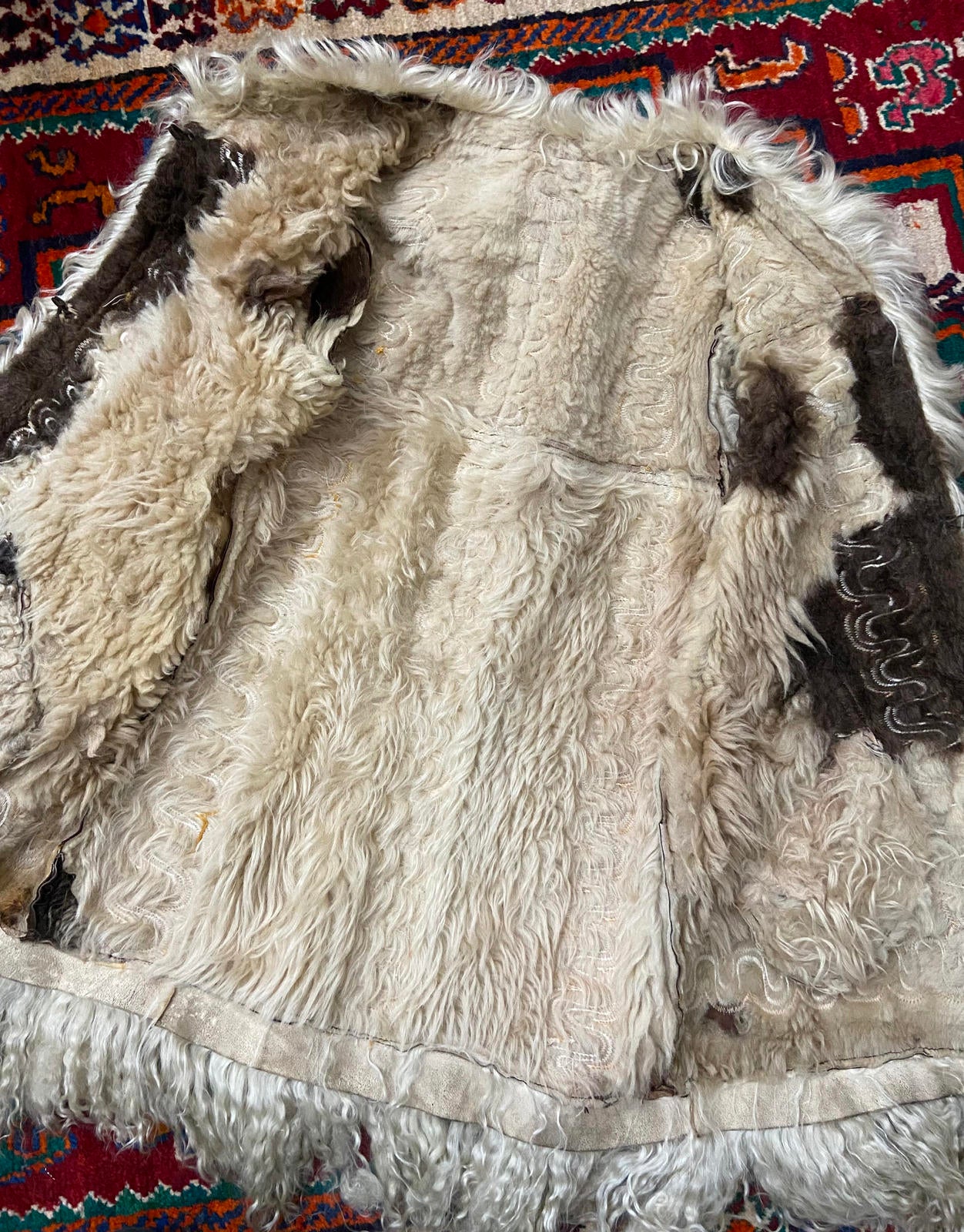 Vintage 1970s Brown Embroidered Afghan Coat