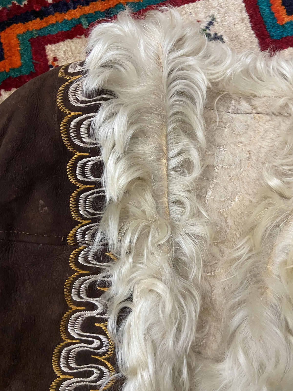 Vintage 1970s Brown Embroidered Afghan Coat