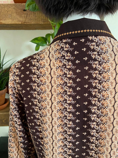 Brown Cream Metallic Print Shirt