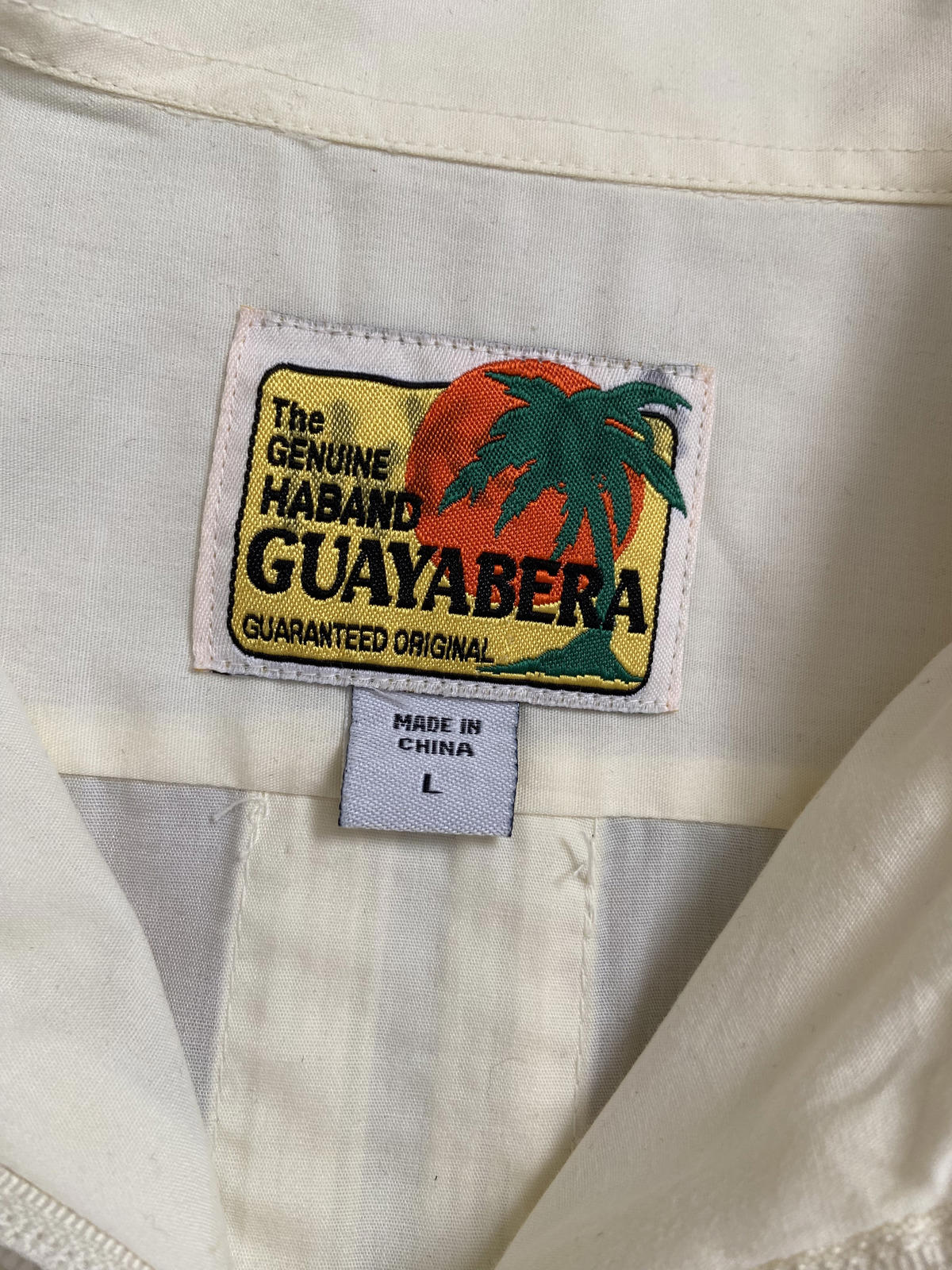 Vintage XL Cream Cuban Collar Guayabera Shirt