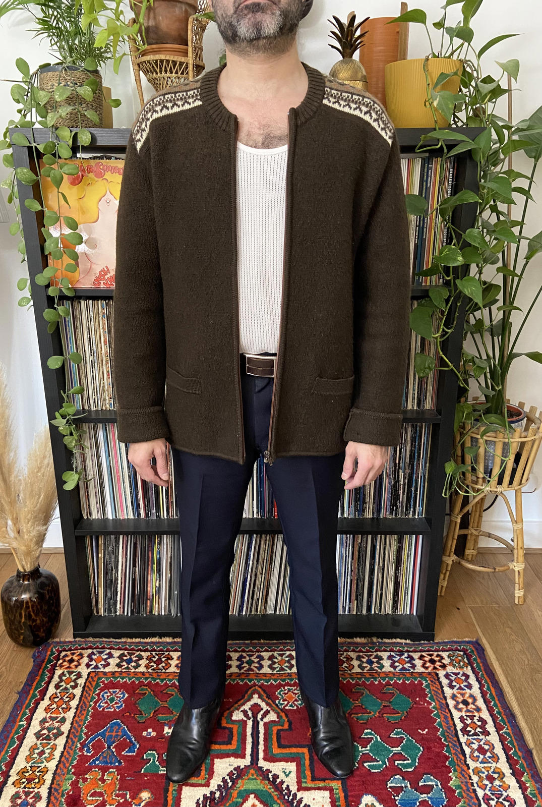 Vintage 1980s Brown Strick Meister Wool Cardigan