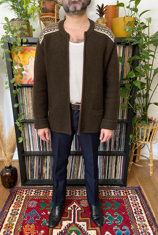 Vintage 1980s Brown Strick Meister Wool Cardigan