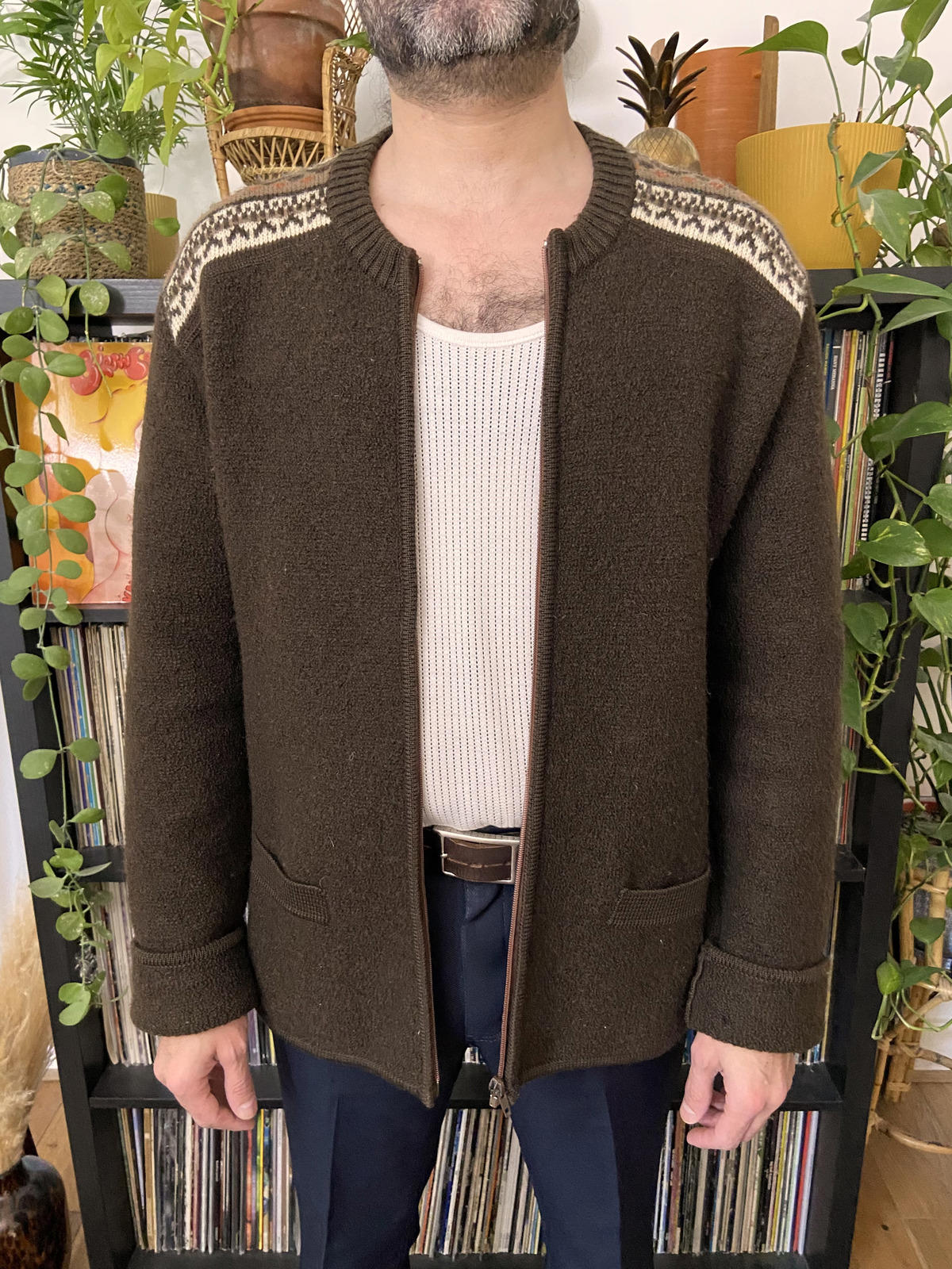 Vintage 1980s Brown Strick Meister Wool Cardigan