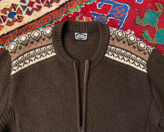 Vintage 1980s Brown Strick Meister Wool Cardigan