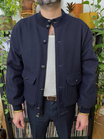Vintage Italian Navy Tartan Lined Jacket
