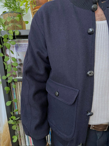 Vintage Italian Navy Tartan Lined Jacket