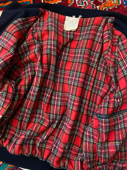 Vintage Italian Navy Tartan Lined Jacket