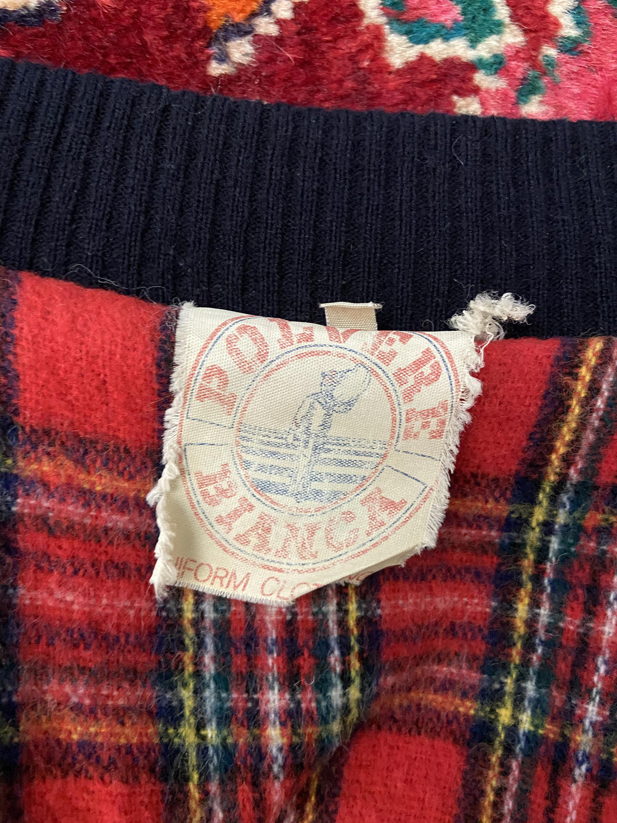 Vintage Italian Navy Tartan Lined Jacket