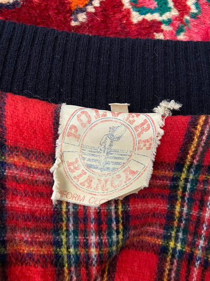 Vintage Italian Navy Tartan Lined Jacket