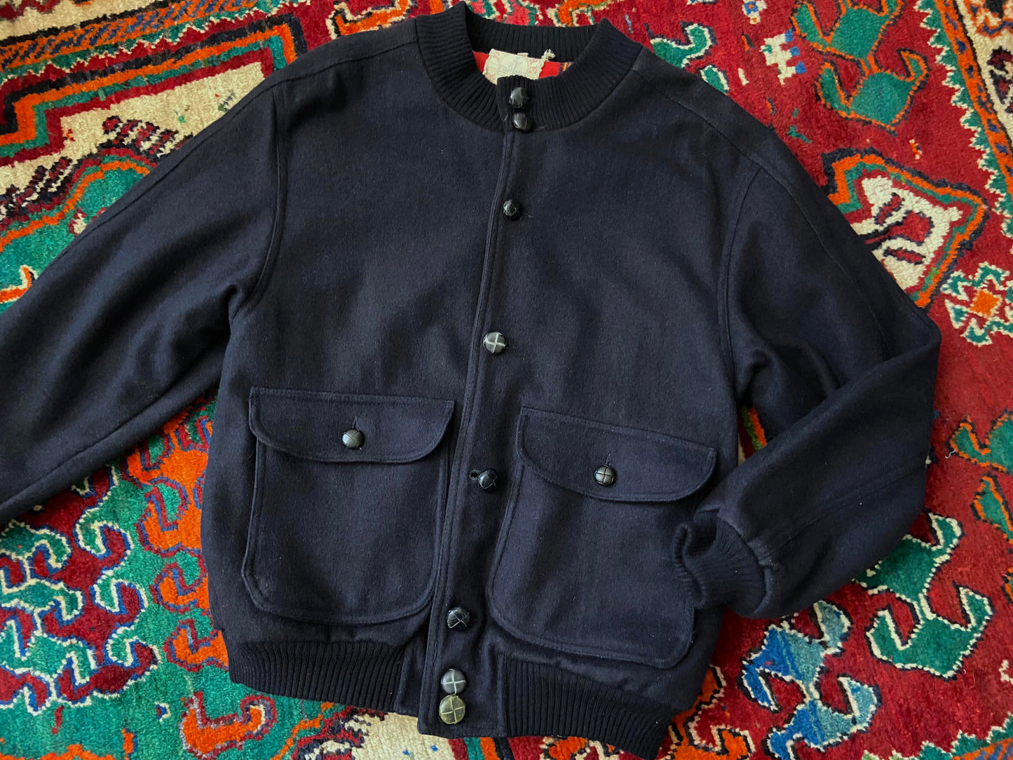 Vintage Italian Navy Tartan Lined Jacket