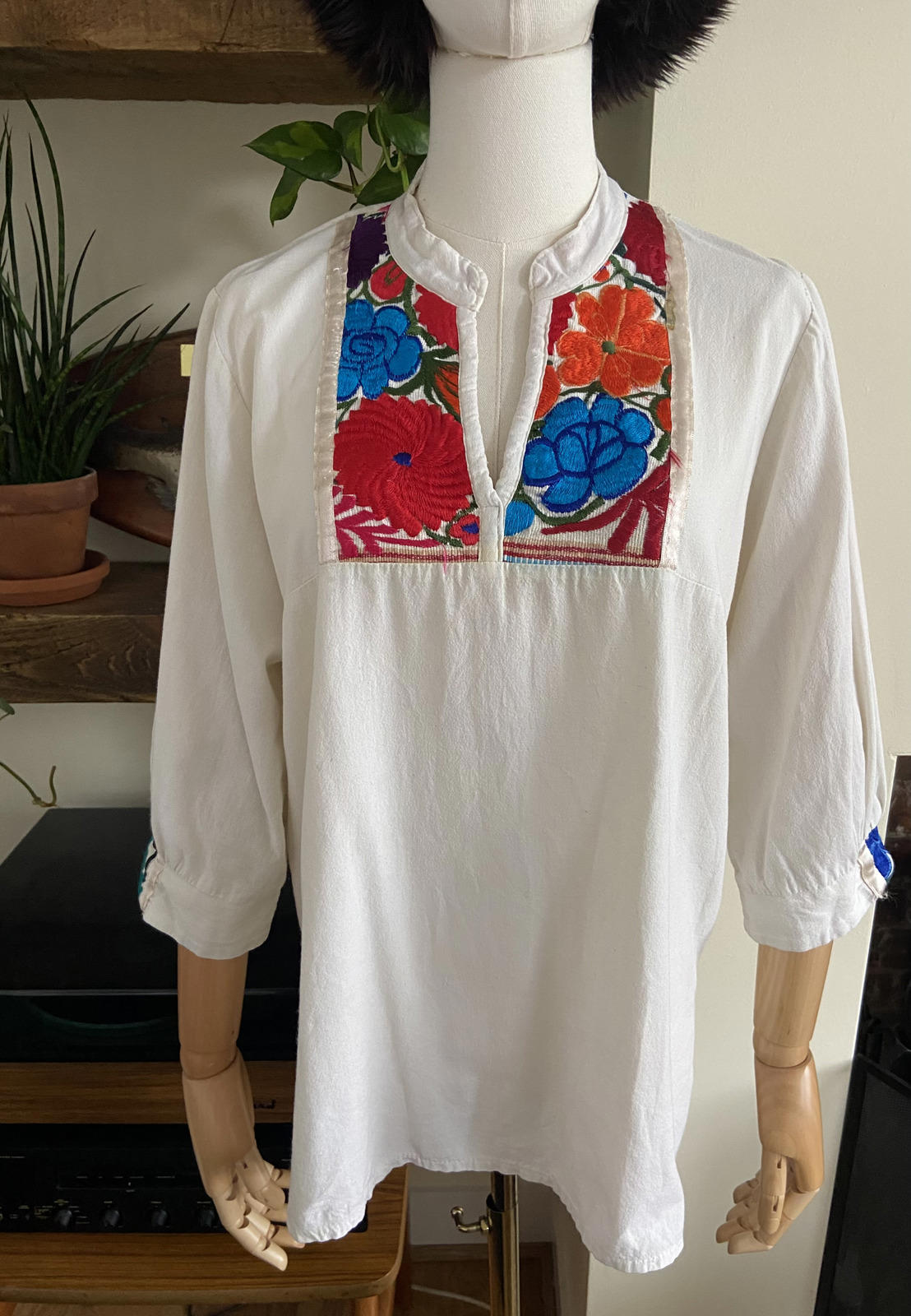 Vintage Mexican Embroidered Huipil Top
