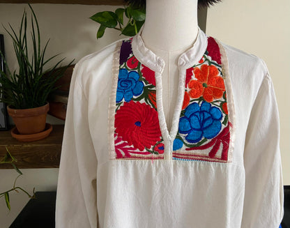 Vintage Mexican Embroidered Huipil Top