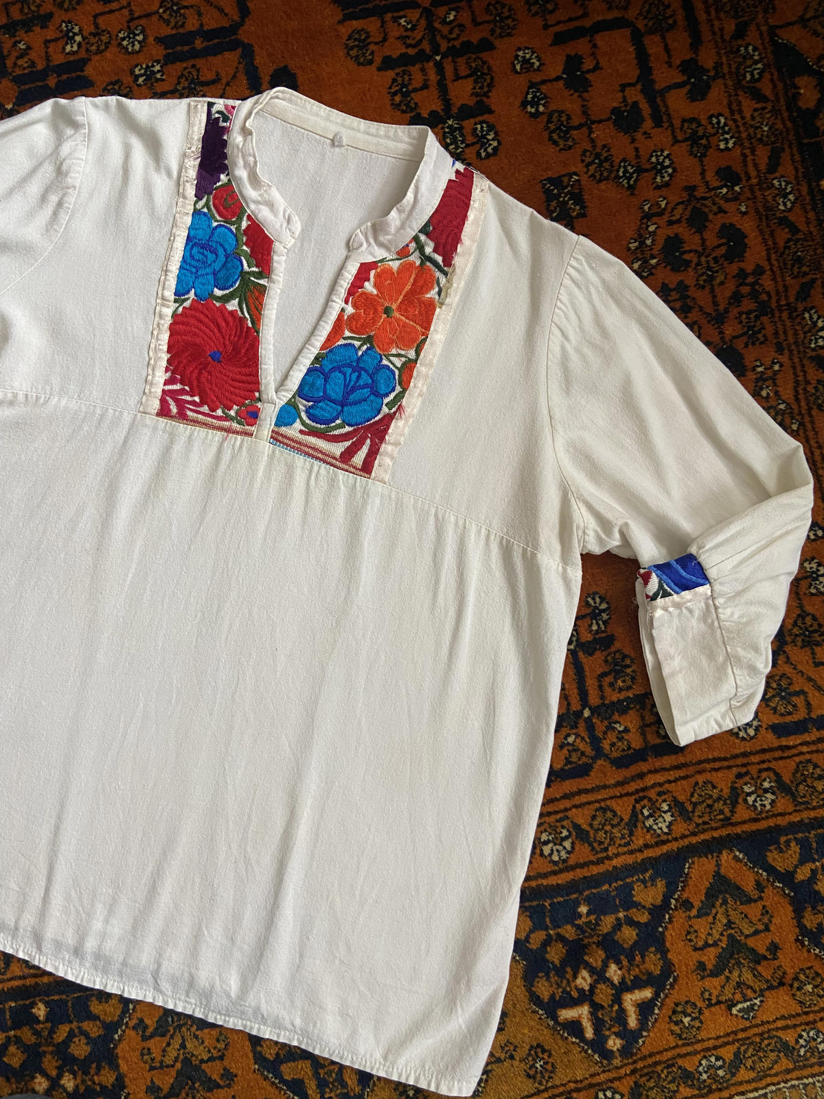 Vintage Mexican Embroidered Huipil Top